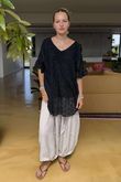 Made in Italy Love Shack Boho Smock Top Black 